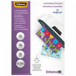 Lamináló fólia, A4, 80 mikron, fényes, 100 db/doboz, Fellowes® Irodatechnika, kellékei Fellowes