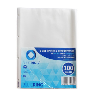 Genotherm lefűzhető, A4, 100 micron narancsos belül 2/3 részben nyitott 4 lyukú Bluering® 100 db/csomag,