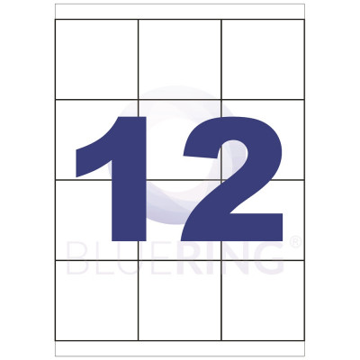 Etikett címke, 70x67,7mm, 100 lap, 12 címke/lap Bluering® Etikett címke, 70x67,7mm, 100 lap, 12 címke/lap Bluering®