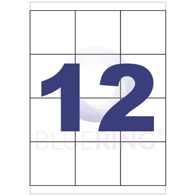 Etikett címke, 70x67,7mm, 100 lap, 12 címke/lap Bluering® Etikett címke, 70x67,7mm, 100 lap, 12 címke/lap Bluering®