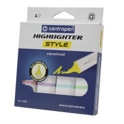 Szövegkiemelő  készlet 1-4,6mm, vágott hegyű, Centropen 6252 pasztell, 4 klf. szín Író- irodaszer, papíráru Centropen