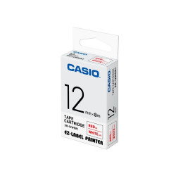 Feliratozógép szalag XR-12WER1 12mmx8m Casio piros/fehér Feliratozógép szalag Casio
