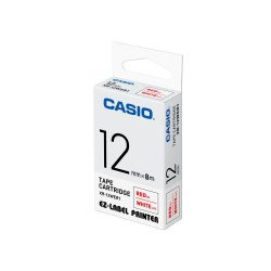 Feliratozógép szalag XR-12WER1 12mmx8m Casio piros/fehér Feliratozógép szalag Casio