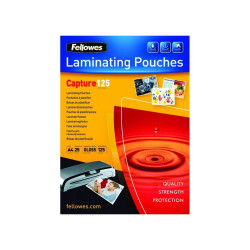 Lamináló fólia, A4, 125 mikron, fényes, 25 db/doboz, Fellowes® Irodatechnika, kellékei Fellowes