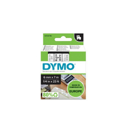 Feliratozógép szalag Dymo D1 S0720780/43613 6mmx7m, ORIGINAL, fekete/fehér Feliratozógép szalag Dymo