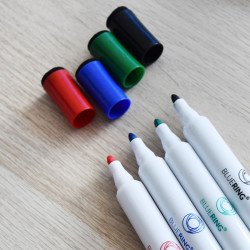 Táblamarker készlet, 3mm, mágneses, törlővel multifunkciós kerek Bluering®, 4 klf. szín
