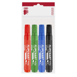 Flipchart marker készlet vízbázisú 1-4mm, vágott Artip 12XXL, 4 klf.szín Flipchart marker Ico