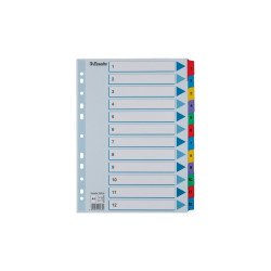 Elválasztólap, A4, regiszteres 1-12 laminált karton fülek 100162 Esselte