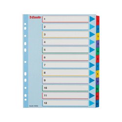 Elválasztólap, A4, Maxi regiszteres 1-12 laminált karton előlap 100209 Esselte
