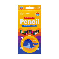 Színes ceruza készlet, kétvégű duocolor 12/24 szín Bluering® 24 klf. szín, Író- irodaszer, papíráru Bluering
