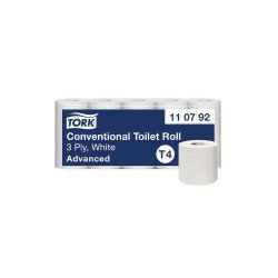 Toalettpapír 3 rétegű kistekercses átmérő: 12 cm 150 lap/tekercs 10 tekercs/csomag Advanced T4 Tork_110792 fehér