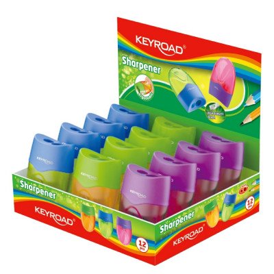 Hegyező 2 lyukú tartályos 12 db/display Keyroad Mellow vegyes színek Hegyező 2 lyukú tartályos 12 db/display Keyroad Mellow vegyes színek