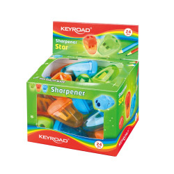 Hegyező 2 lyukú tartályos 24 db/display Keyroad Starfish vegyes színek Hegyező Keyroad