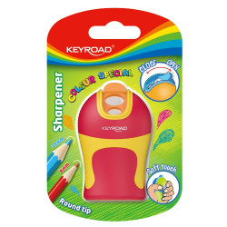 Hegyező 2 lyukú tartályos, fedeles, ceruzahegy gömbölyítő Keyroad Colour Special vegyes színek Hegyező Keyroad