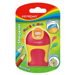 Hegyező 2 lyukú tartályos, fedeles, ceruzahegy gömbölyítő Keyroad Colour Special vegyes színek Hegyező Keyroad
