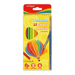 Színes ceruza készlet akvarell, háromszögletű ecsettel Keyroad Aqua Fun 12 klf. szín Író- irodaszer, papíráru Keyroad