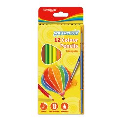 Színes ceruza készlet akvarell, háromszögletű ecsettel Keyroad Aqua Fun 12 klf. szín Író- irodaszer, papíráru Keyroad