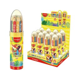 Színes ceruza készlet vastag, háromszögletű rakéta palackban Keyroad Jumbo 12 klf. szín Író- irodaszer, papíráru Keyroad