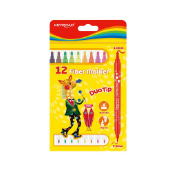 Rostirón, filctoll készlet 2 mm/4 mm kétvégű 12 db/bliszter Keyroad Duo Tip vegyes színek Filctoll Keyroad