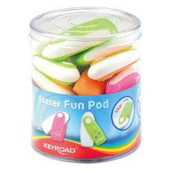 Radír, PVC mentes 24 db/display Keyroad Fun Pod vegyes színek Író- irodaszer, papíráru Keyroad