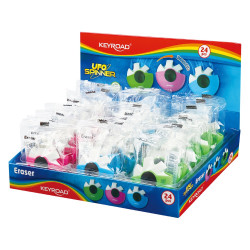 Radír, PVC mentes 24 db/display Keyroad Ufo Spinner vegyes színek Író- irodaszer, papíráru Keyroad