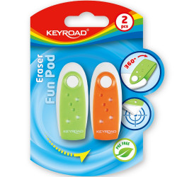 Radír, PVC mentes 2 db/bliszter Keyroad Fun Pod vegyes színek Író- irodaszer, papíráru Keyroad