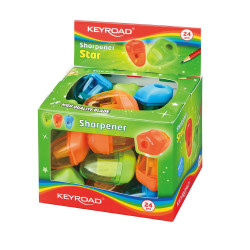 Hegyező 1 lyukú tartályos 24 db/display Keyroad Starfish vegyes színek Hegyező Keyroad