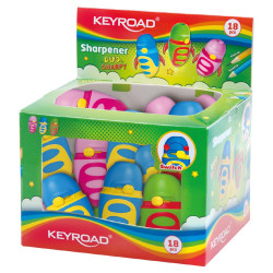 Hegyező 1 lyukú tartályos, fedeles, multifunkciós 18 db/display Keyroad Duo Sharpy vegyes színek Hegyező Keyroad