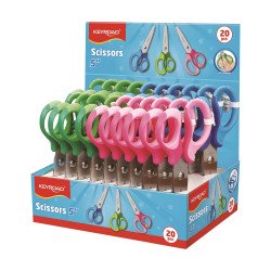 Olló 13 cm tompa fejű 20 db/display Keyroad Soft Grip vegyes színek