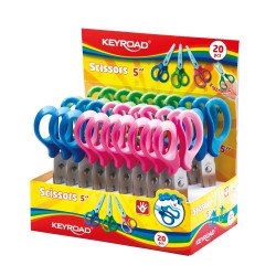 Olló 13 cm tompa fejű 20 db/display Keyroad Soft Grip vegyes színek Irodatechnika, kellékei Keyroad
