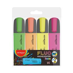 Szövegkiemelő készlet vágott hegyű,lapos test 4 db/bliszter Keyroad Fluo neon színek Író- irodaszer, papíráru Keyroad