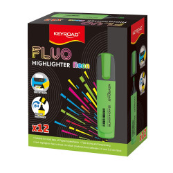 Szövegkiemelő vágott hegyű, lapos test Keyroad Fluo neon zöld