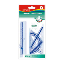 Vonalzókészlet, 15 cm, vonalzó, szögmérő, 45° és 60° háromszög vonalzók 4 db/bliszter Keyroad Író- irodaszer, papíráru Keyroad