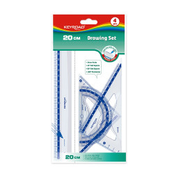 Vonalzókészlet, 20 cm, vonalzó, szögmérő, 45° és 60° háromszög vonalzók 4 db/bliszter Keyroad Író- irodaszer, papíráru Keyroad