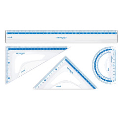 Vonalzókészlet, 30 cm, vonalzó, szögmérő, 45° és 60° háromszög vonalzók 4 db/bliszter Keyroad