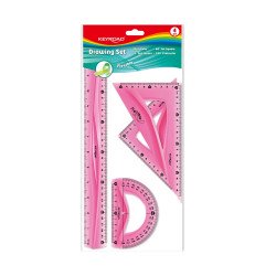 Vonalzókészlet, 30 cm, flexibilis vonalzó, szögmérő, 45° és 60° háromszög vonalzók 4 db/bliszter Keyroad vegyes színek Író- irodaszer, papíráru Keyroad