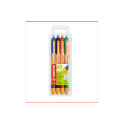 Golyóstoll nyomógombos 0,5mm, Stabilo pointball 6030/4 4-es készlet Golyóstoll Stabilo