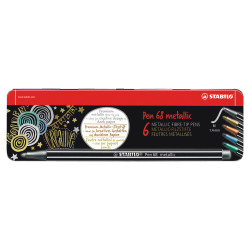 Rostirón, filctoll készlet, 1mm, M Stabilo PEN metallic 6806/8-32 6 db-os klt. Filctoll Stabilo