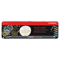 Rostirón, filctoll készlet, 1mm, M Stabilo PEN metallic 6806/8-32 6 db-os klt. Filctoll Stabilo