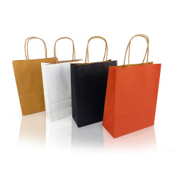 Sodrottfüles papírtáska 320x420mm 150mm talp L méret 200 db/doboz, fehér