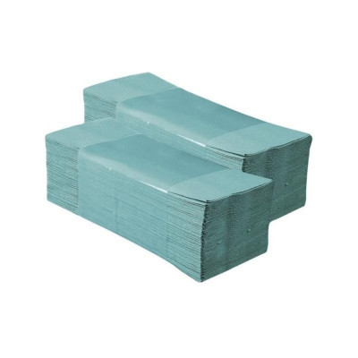 Kéztörlő 1 rétegű V hajtogatású 250 lap/csomag lapméret 22 x 25 cm 20 csomag/karton zöld