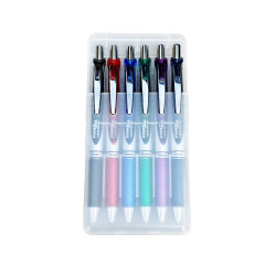 Írószertartó asztali műanyag 6db-os készlet BL77 toll, Pentel 6 klf. szín