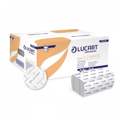 Kéztörlő 2 rétegű V hajtogatású 190 lap/csomag 20 cs/karton Easy White Lucart_863048 fehér Iroda üzemeltetés, munkavédelem Lucart