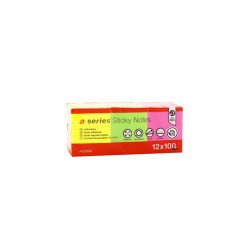 Jegyzettömb öntapadó 50x40mm 12x100lap  A-series brilliant mix 4xsárga, 4xpink, 4xzöld