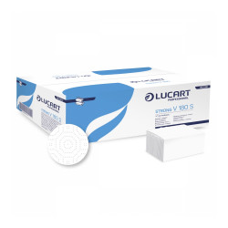 Kéztörlő 2 rétegű V hajtogatású 180 lap/csomag 18 cs/karton Strong Lucart_863061J fehér Iroda üzemeltetés, munkavédelem Lucart