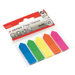 Jelölőcímke 12x44mm, 5x25lap, nyíl, műanyag A-series kék, zöld, sárga, pink, narancssárga Író- irodaszer, papíráru A-series