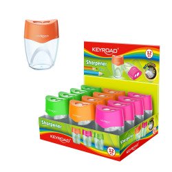 Hegyező 2 lyukú tartályos 12 db/display Keyroad Mellow 2 vegyes színek Hegyező Keyroad