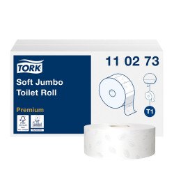 Toalettpapír 2 rétegű közületi átmérő: 26 cm 1800 lap/360 m/tekercs 6 tekercs/karton Soft Jumbo T1 Tork_110273 hófehér Iroda üzemeltetés, munkavédelem Tork