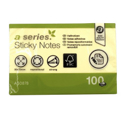 Jegyzettömb öntapadó 50x75mm 100lap A-Series sárga Író- irodaszer, papíráru A-series