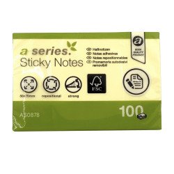 Jegyzettömb öntapadó 50x75mm 100lap A-Series sárga Író- irodaszer, papíráru A-series